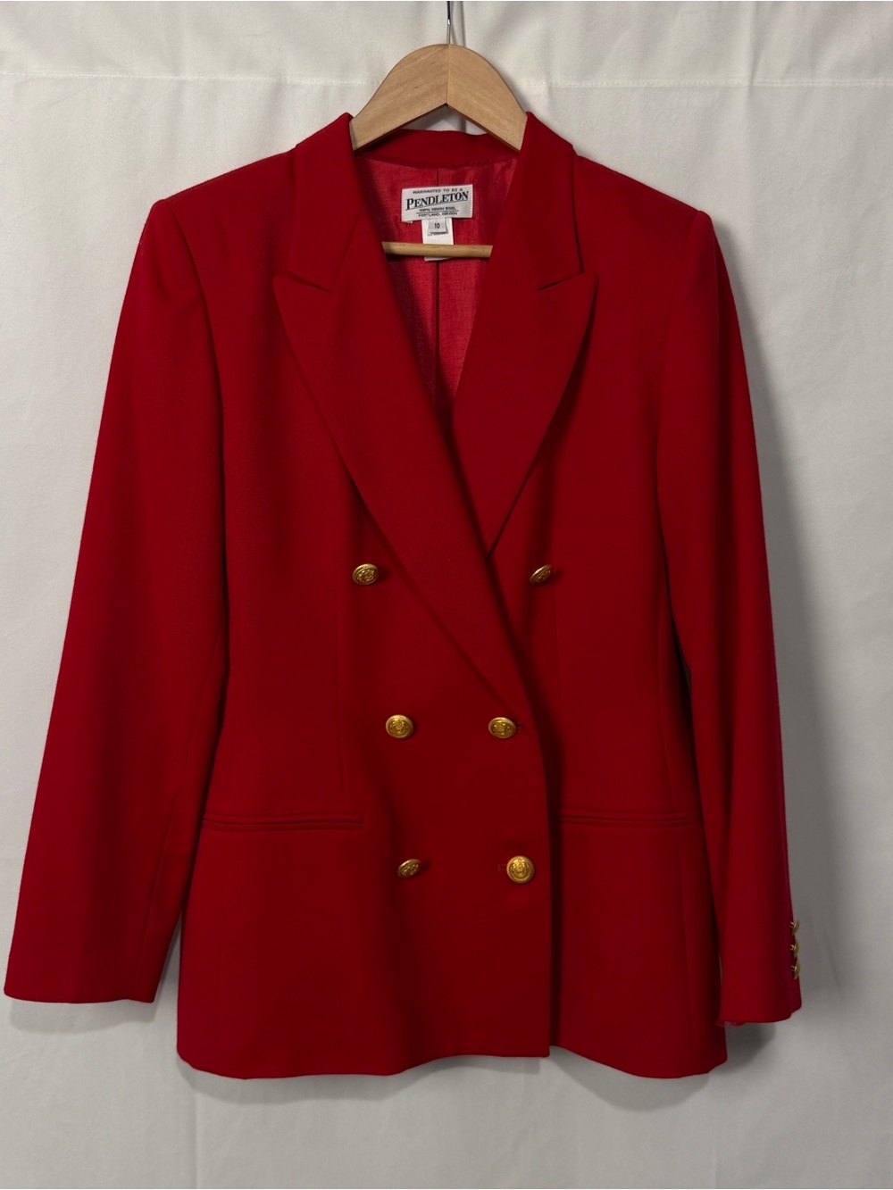 Vintage Pendleton Double Breasted Red Wool Blazer Jacket Sz 10